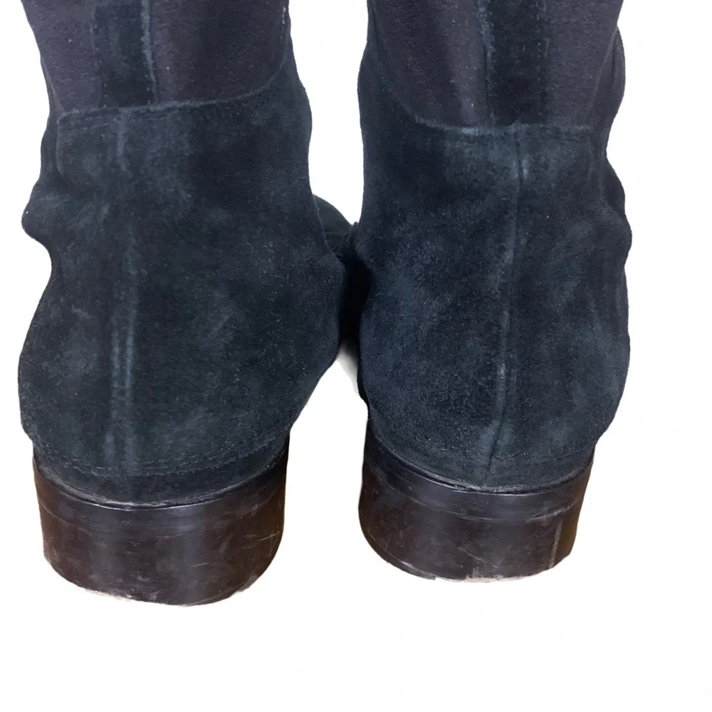 ALCHIMIA DI BALLIN BLACK SUEDE OVER THE KNEE LOW HEEL BOOTS (37.5)